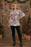 Wholesale Western leopard printed blouse w/ruffle sleeves GJQ12237 FS3
