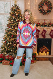 Multi color Aztec printed zipper pullover western plus size women top XCH9577 (AS7)