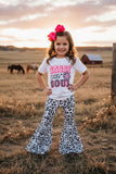 Denim Leopard bell bottom girls jeans w/pockets DLH2743 A16S1