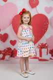 XCH07003 Multi color hearts printed sleeveless girls dress w/purse bag