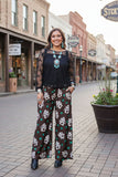 Western cowboy printed wide leg women pant XCH16879