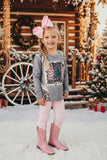 Kids "merry christmas" tree print long sleeve girls t-shirt DLH2596 A9S3