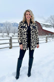 Sherpa leopard long sleeve women coats/jacket with buttons up BQ15490
