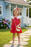 241126M White dot red baby doll todder girls dress w/bag A13S1