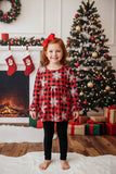 Christmas checkered & snowflake top black legging girls sets XCH0010-25H
