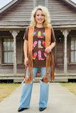 Women's clothing wholesale Tan suede long fringe tassel women vest/cardigan BQ13618 (CS5)