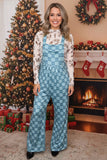 Blue checkered one piece casual women jumpsuit XCH16744