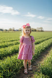XCH03017 Pink plaid gathered & ruffles short sleeve cotton girls dress (A2S4)