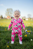 Baby clothes wholesale pink cow printed long sleeve infant romper XCH05010 (A12S1