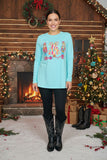 Christmas studs tree nutcracker mint long sleeve women shirt XCH16541 HS3
