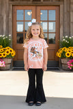 "PUCKER UP Cowboy" top black bell bottoms 2pc girls sets XCH0018-19H (A5S7)