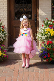Girls dress wholesale pink sleeveless fluffy princess dress DLH2843 (A2S1)