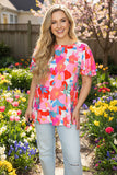 Women blouse Multi color floral printed bell short sleeve top XCH16212 BS3