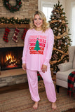 "CHRISTMAS" tree printed top & pant 2pc women pajamas set DLH15631