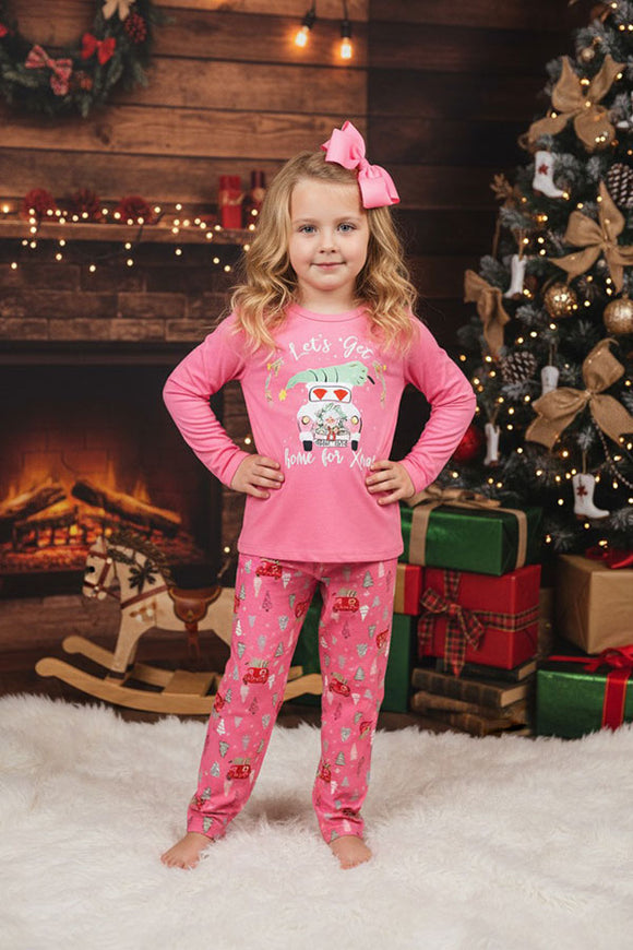 Mom and me Christmas pink top pant girls pajamas sets BQ2401 A9S7