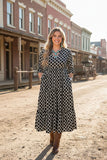 Plus size geometric printed half sleeves women's maxi dress with pockets GJQ16747