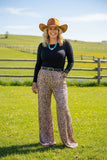 Western Leopard printed bell bottom women pants YMY12068 IS17
