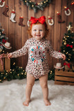 Christmas vibes & Leopard printed baby onesie w/hoodie XCH0012-12H A13S1