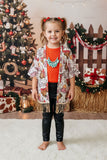 Cow western printed girls cardigan w/sequin fringe tassels DLH2545 (A11S4)