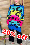 Multi color leopard knitted long sleeve women sweater MY13437