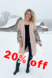 Light pink knitted leopard long sleeve women Sweater/cardigan MY15300