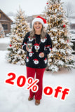 Santa Claus for Christmas knitted black long sleeve women sweater MY15294