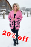 Pink knitted leopard long sleeve women sweater/cardigan MY15400