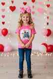 DLH2588 Believe & Valentine pink short sleeve girls t-shirt A9S2