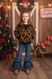 DLH2644 Wholesale Kids Black/brown leopard print girls jacket (A11S3)