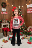 "Just a girl who loves Christmas" red leopard long sleeve girls top DLH2573 A16S6