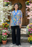 Women's blouse wholesale Paisley printed puff short sleeve split neck boutique clothing suppliers GJQ16574  ES2