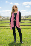 FW13035 Pink leopard sleeveless women vest with pink pompom (BS13