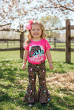 XCH0018-17H MY LAST REDEO top & leopard bell bottom 2pc girls sets (A5S5)