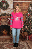 Glitter Christmas patch pink long sleeve women sweatshirts XCH16600