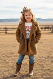 Brown serape long style winter girls coat w/button and pocket 230154M (A11S2)