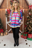 Multi color serape long sleeve women hoodie top/pocket XCH10479  (FS9)