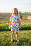 Shop Floral printed short sleeve top & shorts 2pc girls sets XCH04023 (A9S2)