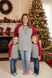 Mom and me Plus size striped & raglan long sleeve women top BQ15480