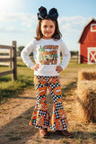 XCH0010-12H Cowboy pumpkin, checkers & pumpkin girls clothing sets wholesale (9S5)