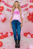Valentine XOXO printed pink short sleeve women t-shirt XCH16826