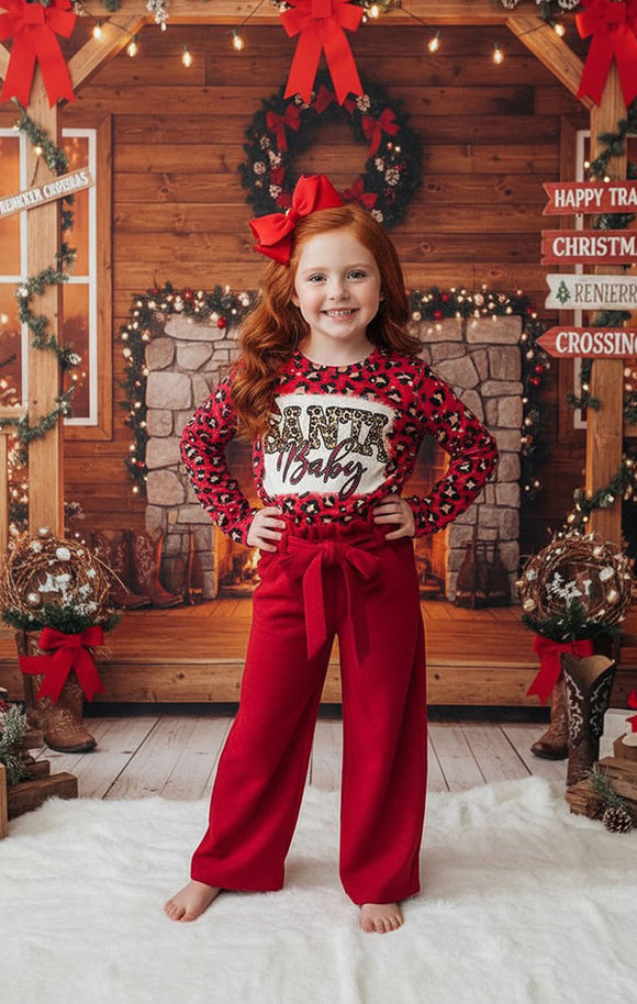 Wide leg corduroy red pants with pocket and belt DLH2708