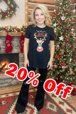 "Merry Christmas"printed short sleeve black women t-shirt DLH10321