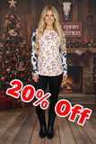 Holiday Christmas gingerbread print raglan long sleeve women top YMY16002 FS8