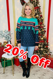 "MERRY CHRISTMAS" green tassel black dots women blouse BQ15768 IS1