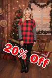 Christmas checked w/striped long sleeve women top BQ15415 DS5