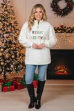 "MERRY CHRISTMAS"embroidery sherpa women coat with zipper BQ15440