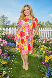 Women dress wholesale online Floral prints & short sleeve & side pockets YMY15972