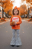 "SASSY LITTLE SOUL" orange & cheetah 2pc sweatshirt set XCH0013-21H 9S3