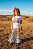 Denim Leopard bell bottom girls jeans w/pockets DLH2743 A16S1