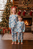 Blue donuts printed unisex children's 2pc pajamas sets DLH2861 A15S1